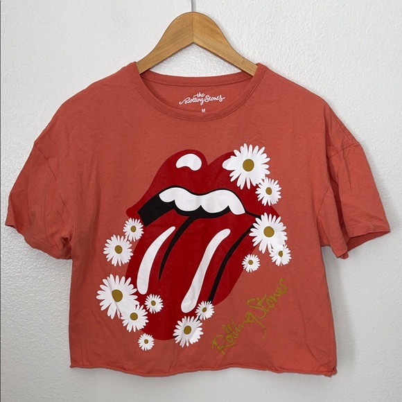 the Rolling Stones Tops - The Rolling Stones orange daisy crop band graphic tee M